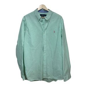 Ralph Lauren Shirt Size Large Mens‎ Button Down Green Plaid pink Pony